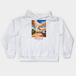 A Pop Art Travel Print of Seville - Spain Kids Hoodie